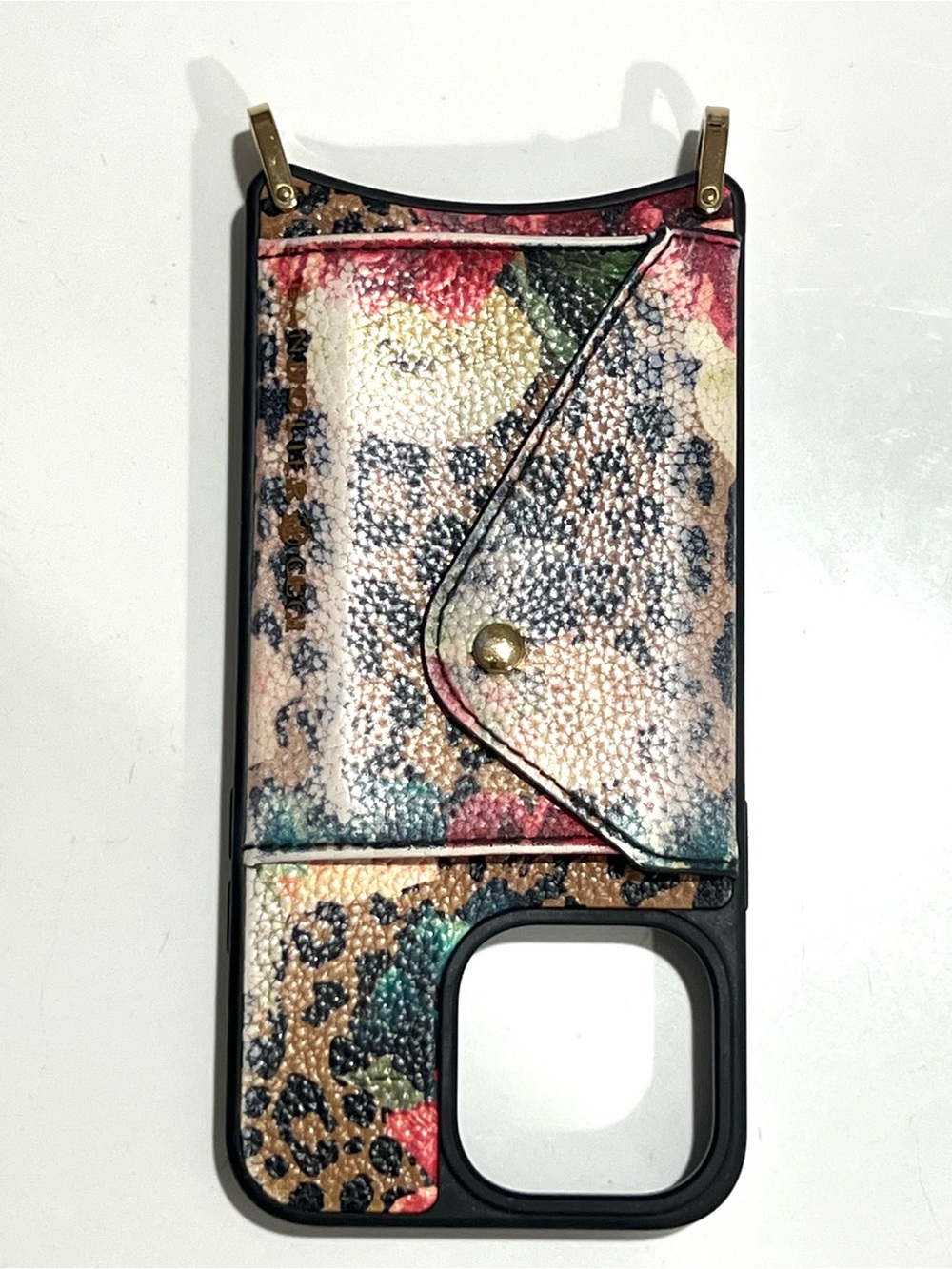 Bandolier Valentina Case Ceci Dark Floral Cheetah/Gold For iPhone 15 ProMax